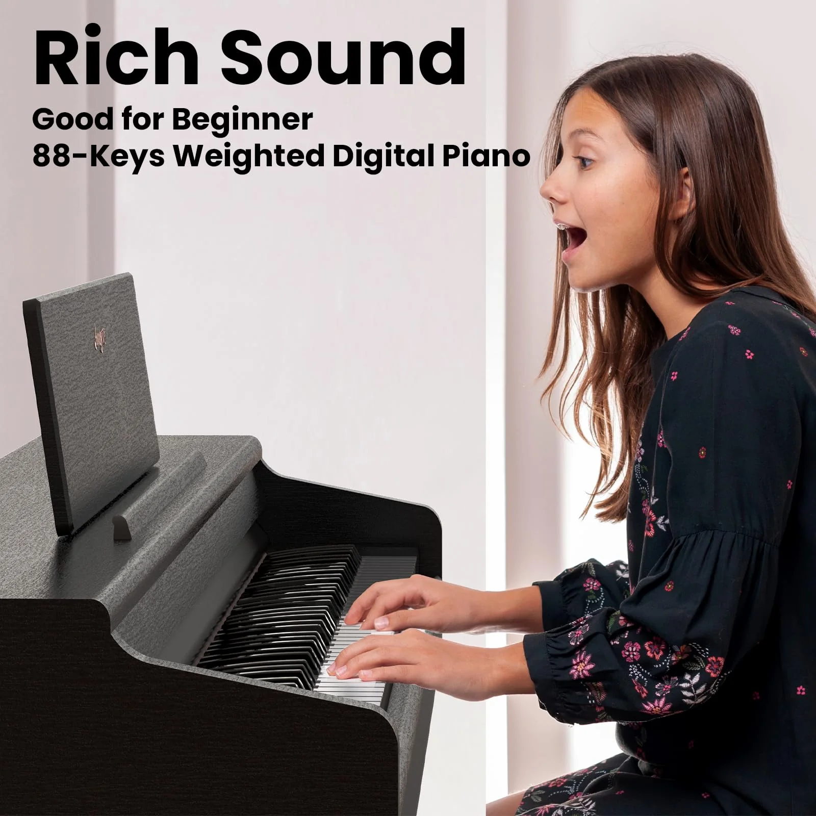 Garvee Digital Piano, Full Size 88 Key Weighted Hammer Professional Home Digital Piano, Stand Electric Piano for Beginner/Adults with Furniture Stand, Three Pedal, Power Supply, MIDI (With Stool) - Without Stool