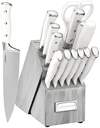 Cuisinart C77WTR-15P Classic Forged Triple Rivet, 15-Piece Knife Set, White