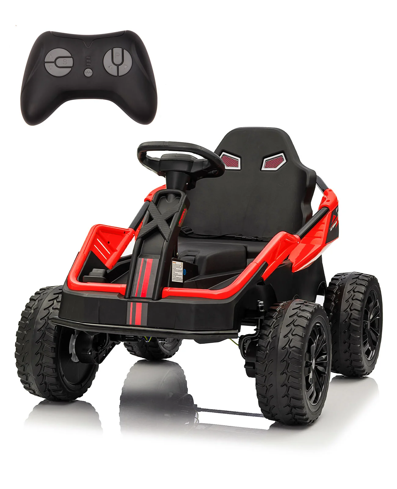 Garvee 24V Ride On Toy for Big Kids, 6MPH 200W 4x4 Ride On Car w/Parent Remote, Metal Frame, Headlights, Shock Absorbers, Music, Horn, Battery Powered Electric Cars for Kids, Red