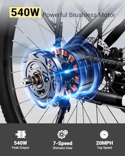 2026 Seeker S 26′′ Electric Bike for Adults  UL 2849 Certified  Step Through Electric Bicycle with 350W Motor  36V 9Ah Removable Battery  20MPH E-Bikes with 7-Speed & Front Suspension