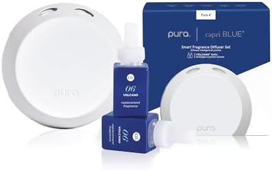 2026 Capri Blue Pura 4 Smart Fragrance Diffuser Kit – Includes 1 Pura V4 Aromatherapy Diffuser + 2 Capri Blue Volcano Diffuser Pura Fragrance Refill Vials – Fragrance Diffusers for Home