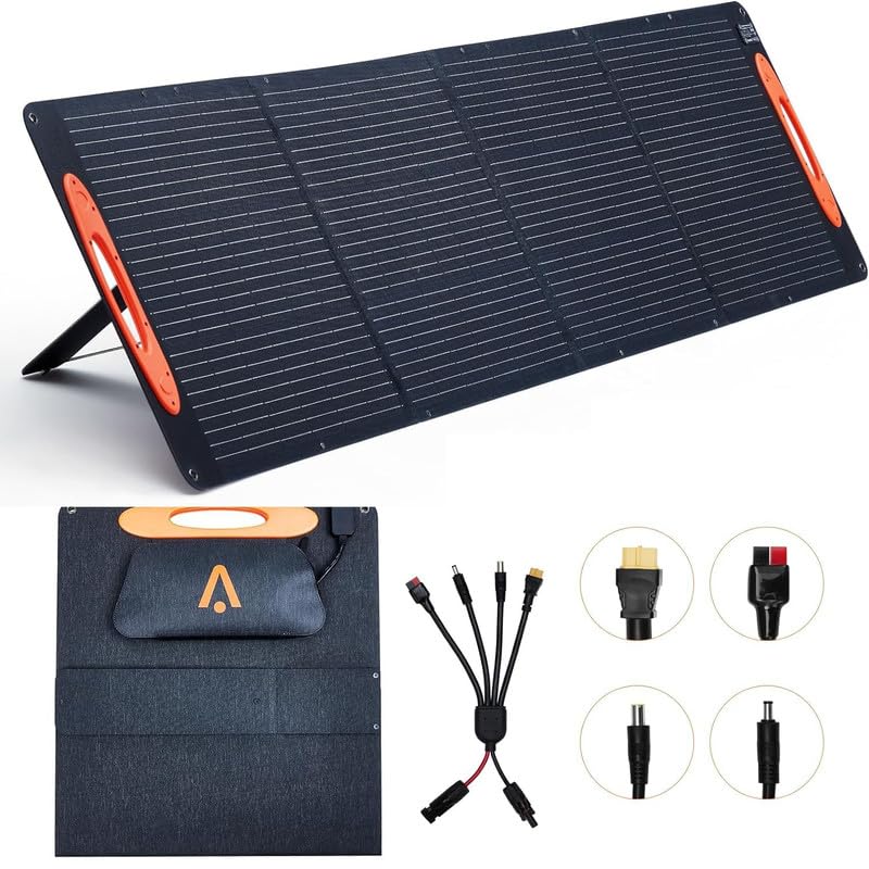 Garvee 200 Watt Portable Solar Panel Kit for RV, 12 Volt, IP68 Waterproof Foldable Solar Panel MC4 Anderson Connector, Solar Charger Suits for 99% Power Station Camping Off Grid