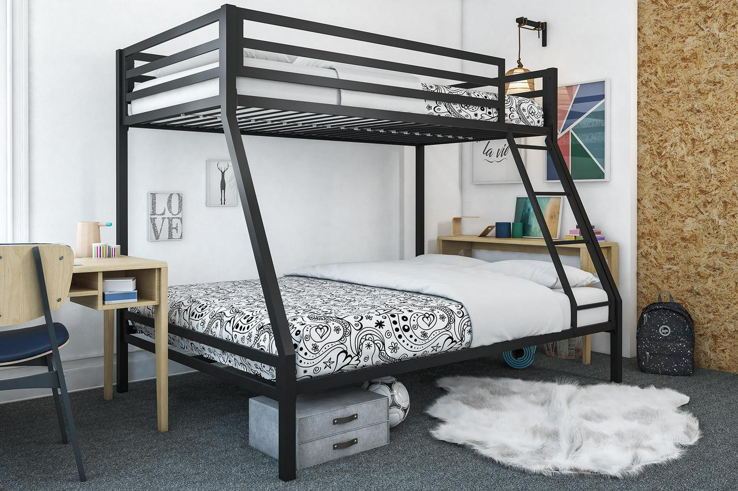 2026 Mainstays Premium Twin over Full Metal Bunk Bed, Black