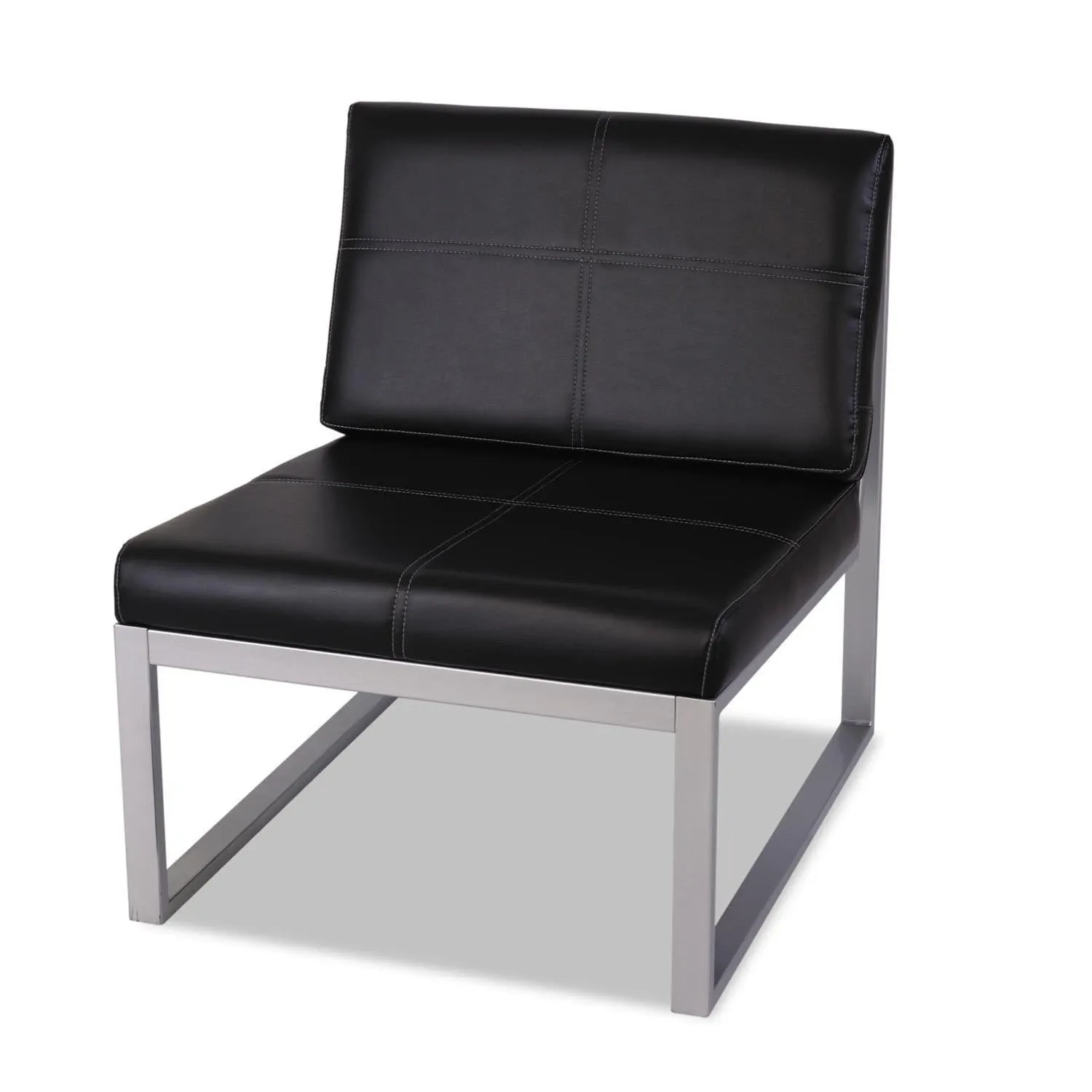 Alera Reception Lounge Series Armless Cube Chair, Black/Silver
