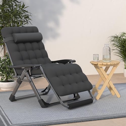2026 Suteck Relaxing Chair  Black | Reclining | 500LBS | 33In | Recliner | Camping  Patio  Indoor  Outdoor