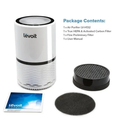LEVOIT Air Purifier for Home Smokers Allergies and Pets Hair, True HEPA Filter, Quiet in Bedroom, Filtration System Cleaner Eliminators, Odor Smoke Dust Mold, Night Light, LV-H132,2PACK