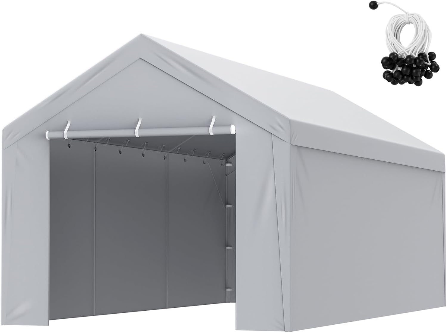 2026 VEVOR Carport Replacement Canopy Cover Top + Side Wall 10 x 20 ft  Garage Tent Shelter Tarp Heavy-Duty Waterproof & UV Protected  Easy Installation with Ball Bungees Grey (Frame Not Included)