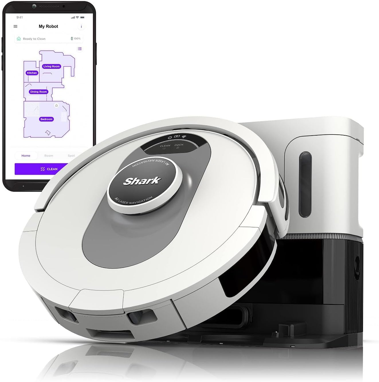 2026 Shark AI Ultra Voice Control Robot Vacuum with Matrix Clean Navigation  Home Mapping  60-Day Capacity  Self-Empty Base for Homes with Pets  Carpet & Hard Floors (Silver/Black)