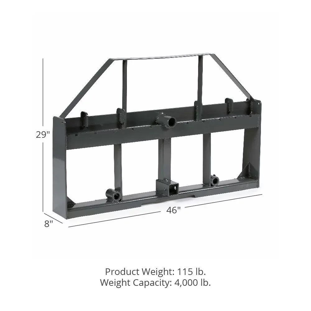 Titan Attachments UA USA Made Grey Pallet Fork Frame Attachment, Rated 4,000 LB