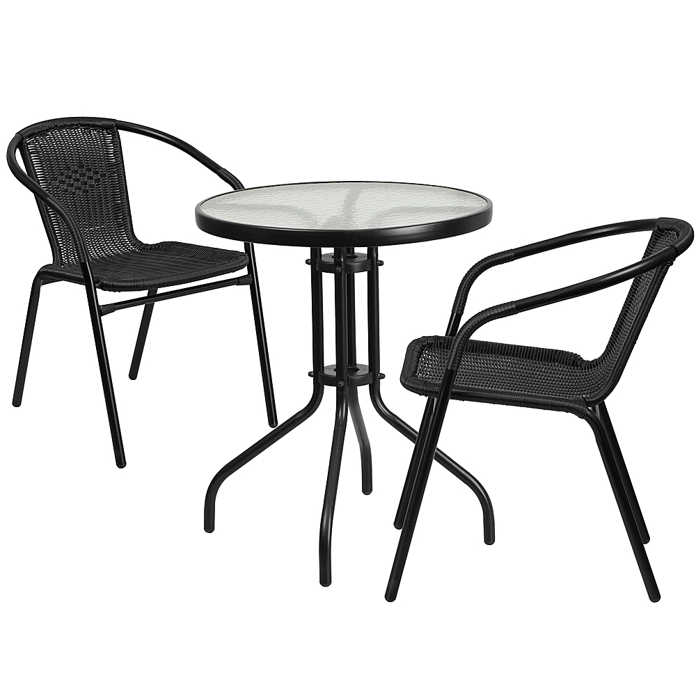 2026 Alamont Home – Lila Outdoor Round Contemporary Metal 3 Piece Patio Set – Clear/Black