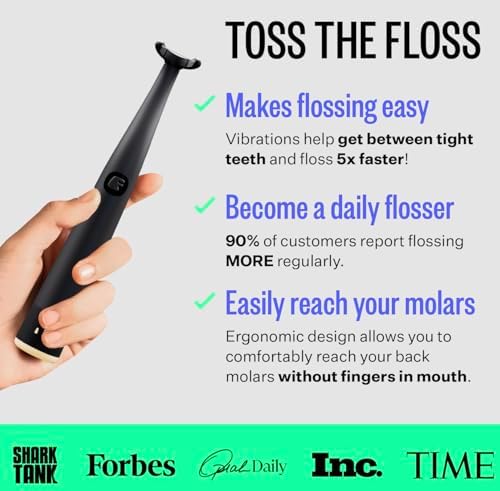 2026 FLAUS Electric Flosser (Shark Tank) with 3 Speeds + 45 Replacement Heads – Easy Gliding Floss for Gentle Gum Care  Water Floss Alternative  Dentist Recommended Tooth Flossers  Eco Dental Floss Picks