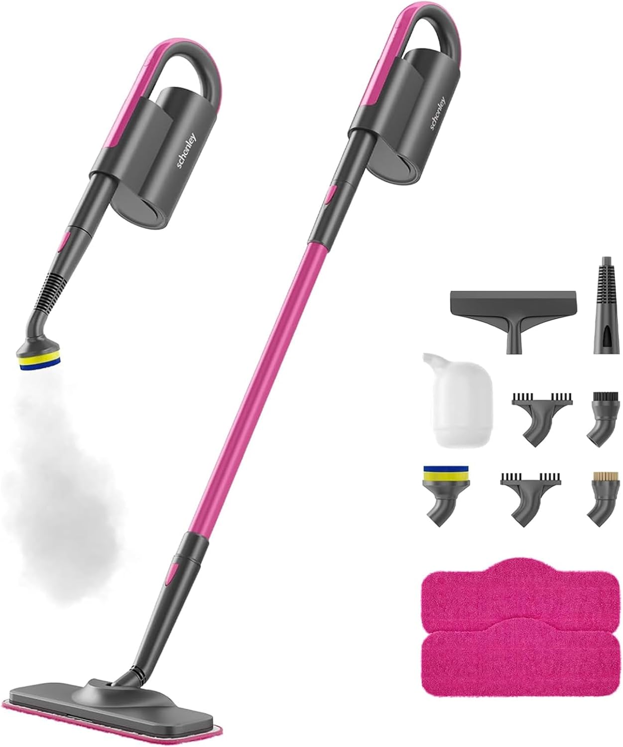 2026 Schenley Steam Mop Cleaner with Detachable Handheld Steamer for Cleaning Hardwood/Laminate Floor  Tiles and Grout  with 7-in-1 Multi-purpose Accessories and Washable Microfiber Pads