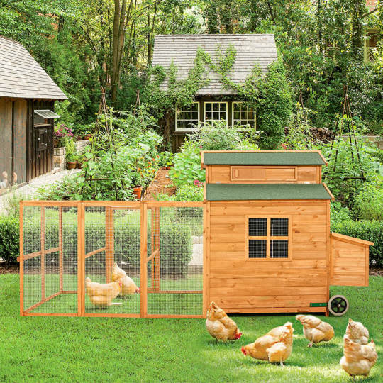 2026 56” Outdoor Weatherproof Wooden Chicken Coop, with nesting box, galvanized wire, asphalt roof and removable tray
