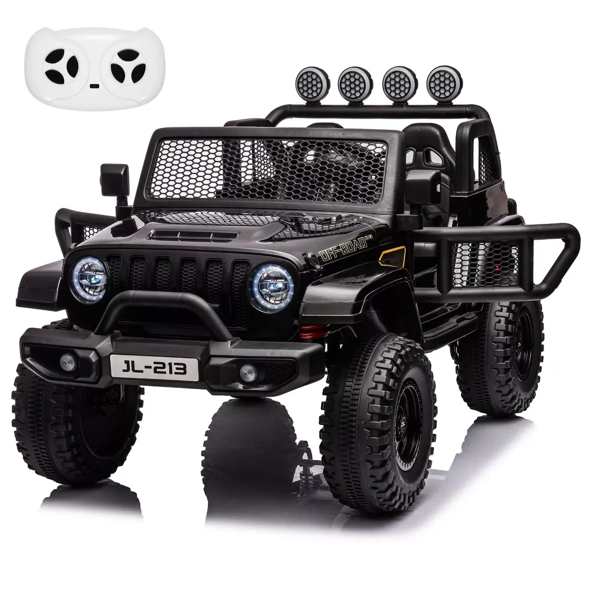 Garvee 24V 7AH Kids Ride on Truck Car 2 Seater Electric Vehicles for Toddles 2WD/4WD Switchable Battery Powered Cars with Remote Control, 4-Wheeler Suspension, LED Lights, MP3, Back Storage - Black