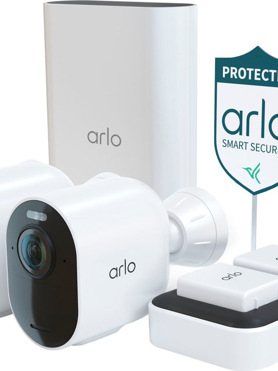 2026 Arlo – Ultra 2 Spotlight 3-Camera Security Bundle Indoor/Outdoor Wireless 4K Security System – White