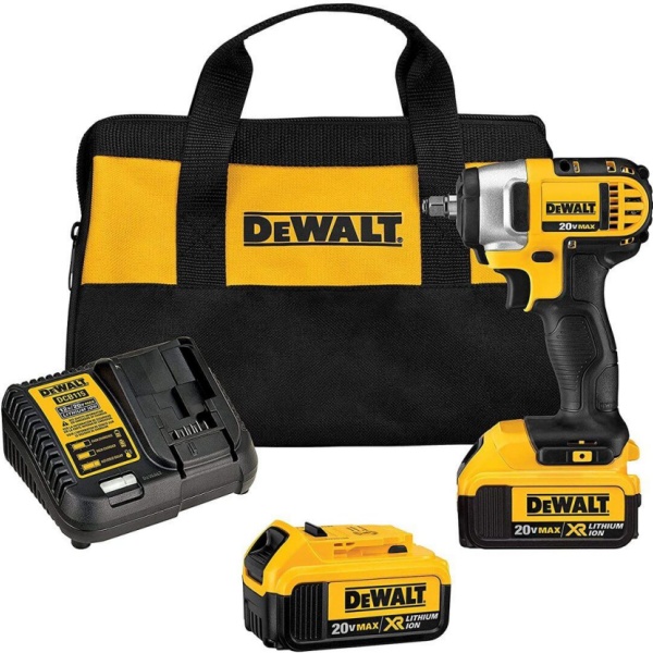 DEWALT 20V MAX Cordless Impact Wrench Kit with Hog Ring, 3-8-Inch (DCF883M2)