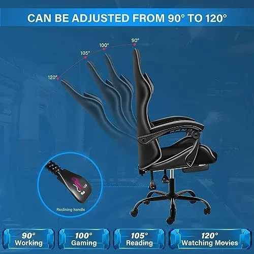 YSSOA Gaming Chair with Footrest, Big and Tall Gamer Chair, Racing Style Adjustable Swivel Office Chair, Ergonomic Video Game Chairs with Headrest and Lumbar Support