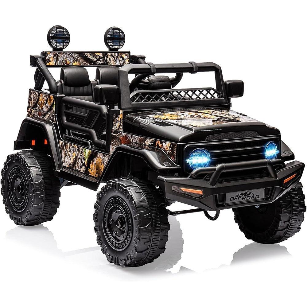 Garvee Kids Ride On Truck Car w/Parent Remote Control, 12V Power Wheel Electric Car for Kids, Ride on Toys with Led Lights Bluetooth, 3 Speeds, Spring Suspension - Black