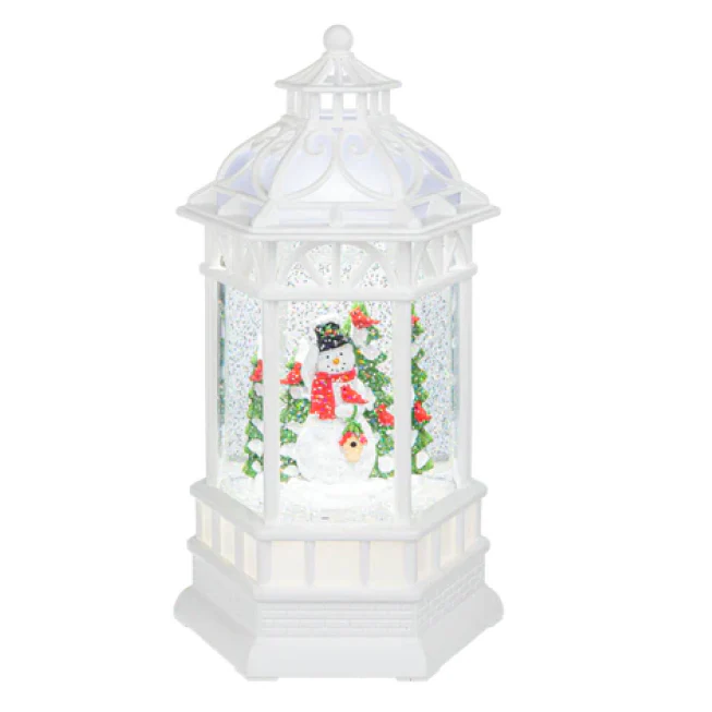 LED Light Up Shimmer Snowman in Gazebo Figurine
