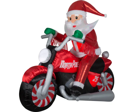 Airblown Luxe Santa Motorcycle Mixed Media Scene