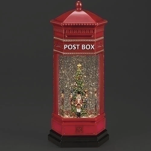 Lighted Swirl Post Box Snow Globe, 12