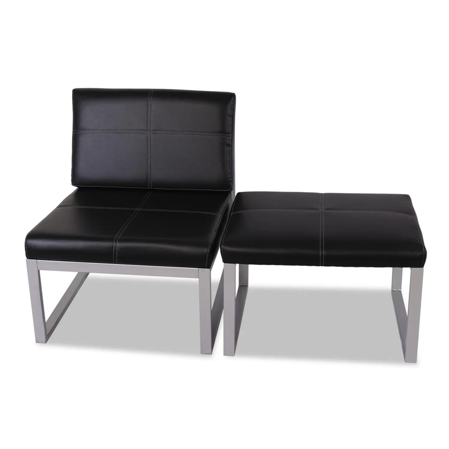 Alera Reception Lounge Series Armless Cube Chair, Black/Silver