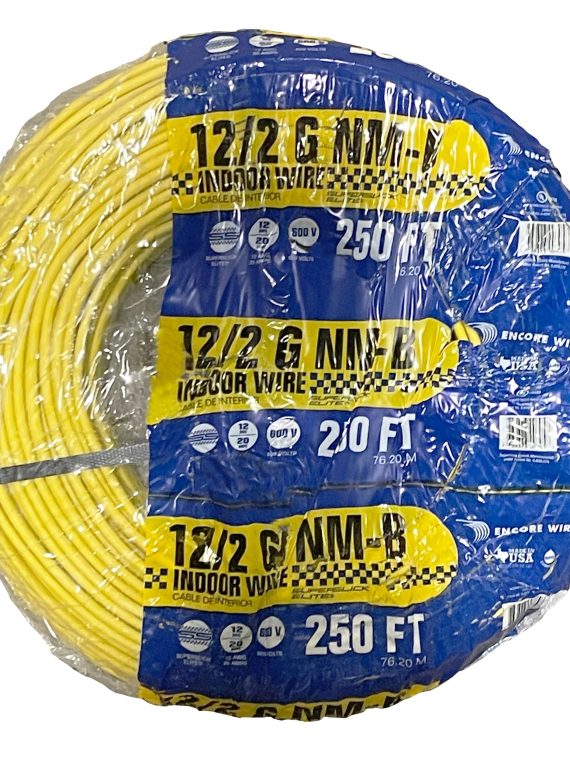 2026 Unbranded* 250-Ft Roll 12-2 AWG NM-B Gauge Indoor Electrical Copper Wire Ground Cable, WHITE (/2)