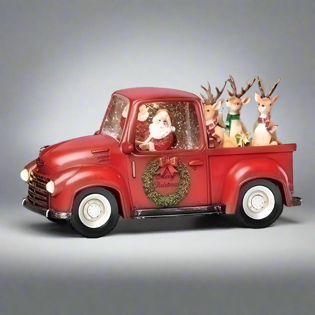 LED Lighted Swirl Truck W/ Santa And Reindeer, 6