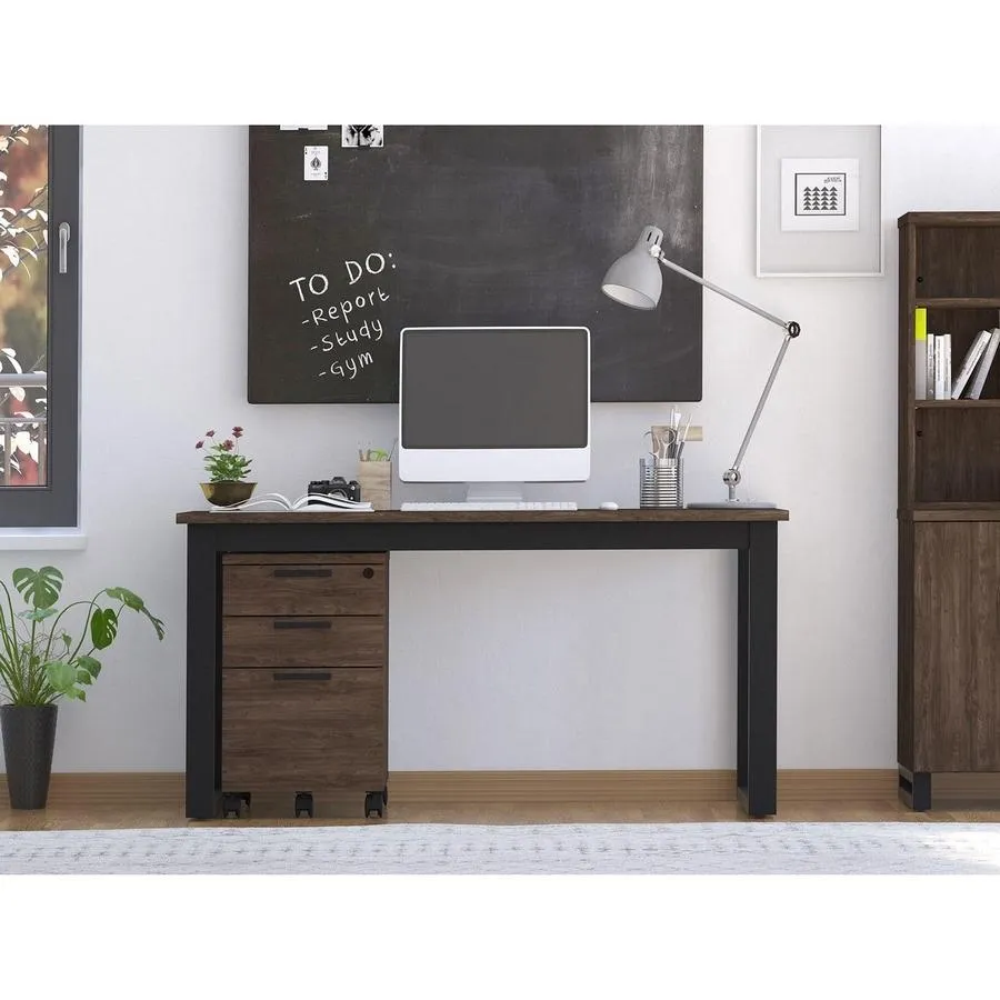 Apex Desk and File Cabinet, Walnut