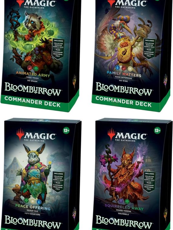 2026 Magic: The Gathering Bloomburrow Commander Deck Bundle – Includes All 4 Decks (Animated Army  Family Matters  Peace Offering  and Squirreled Away)