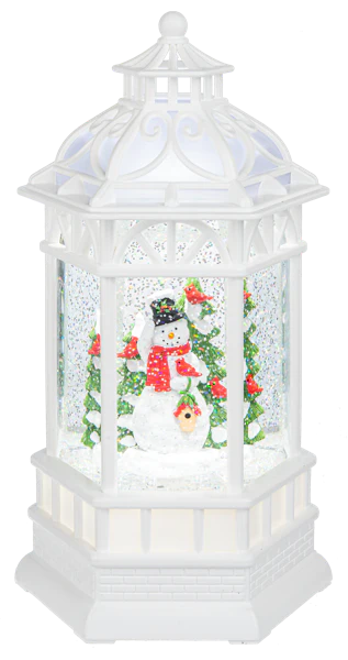 LED Light Up Shimmer Snowman in Gazebo Figurine