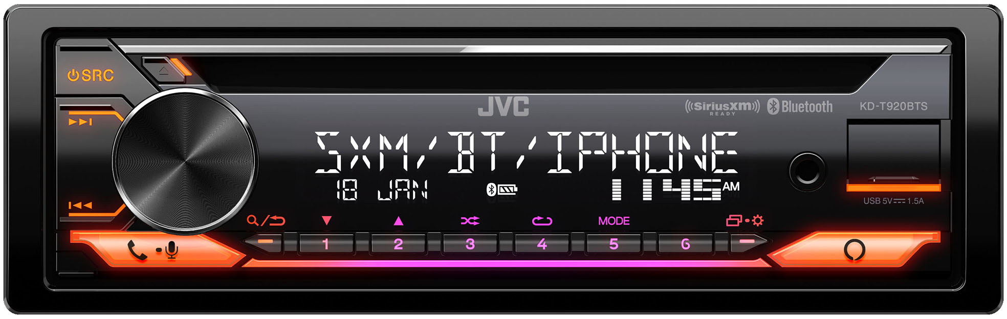 2026 JVC – Bluetooth CD Receiver with Alexa Built-In and USB Rapid Charge, Satellite Rado Ready – Black