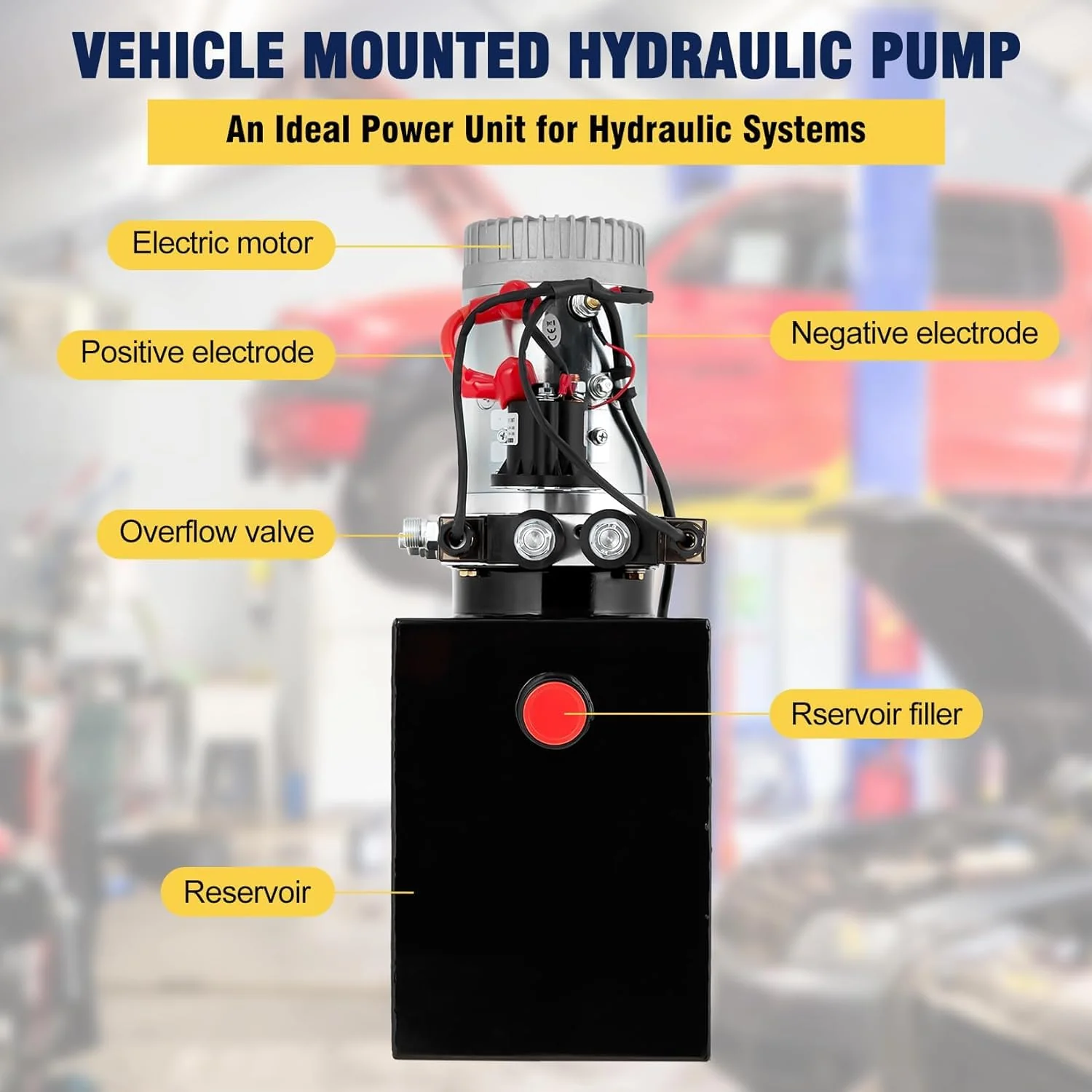 Garvee Double Acting 12V Hydraulic Power Unit for Car Lifts - 6 Quart Double