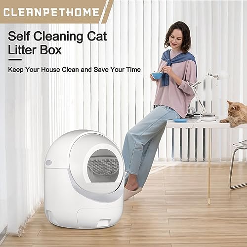 2026 Self Cleaning Cat Litter Box  Automatic Cat Litter Box with APP Control Odor Removal Safety Protection for Multiple Cats  with Garbage Bags