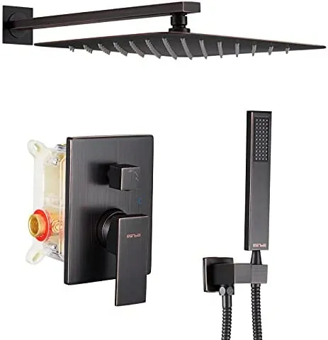 ESNBIA Oil Rubbed Bronze Shower System, Bathroom 12 Inches Rain Shower Head