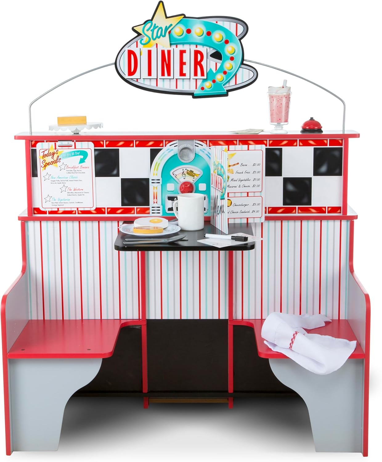 2026 Melissa & Doug Double-Sided Wooden Star Diner Restaurant Play Space