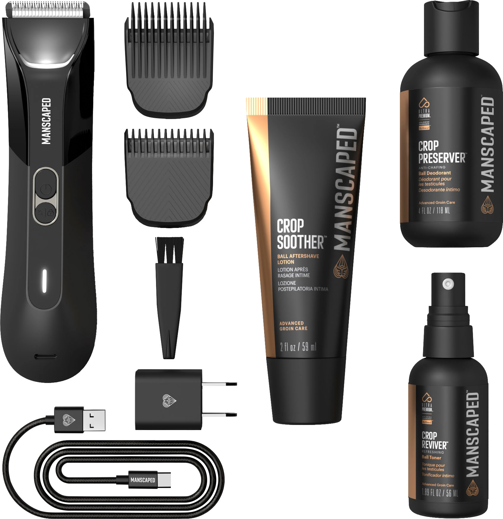2026 Manscaped – The Lawn Mower 4.0 Pro Refined Package SkinSafe Rechargeable Wet/Dry Groin and Body Hair Trimmer, Grooming Gift Set – Black