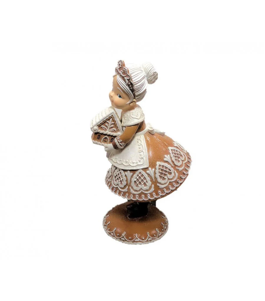 Mrs Claus Gingerbread Figurine W/ Gingerbread House, 13.25