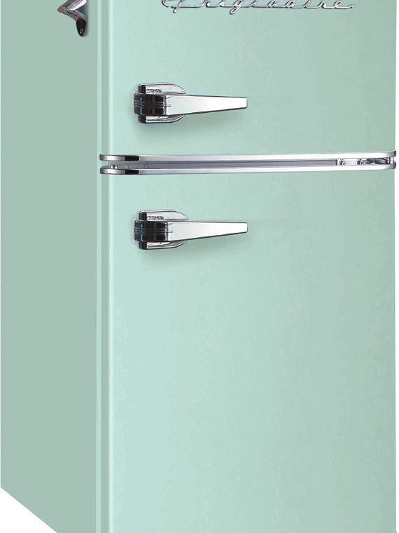 2026 Frigidaire EFR840-MINT EFR840 Retro Mini Fridge with Freezer & Side Bottle Opener-Small 2 Door Refrigerator for Office Bar or College Dorm Room-3.2 Cu Ft  Mint