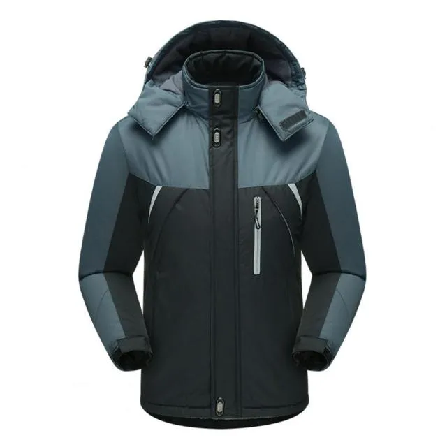 Outdoor Vintage Thick Jacket Coat Men Contrast Colors Hooded Windproof Reflective Stripe Down Coat Waterproof Pockets Hat Jacket