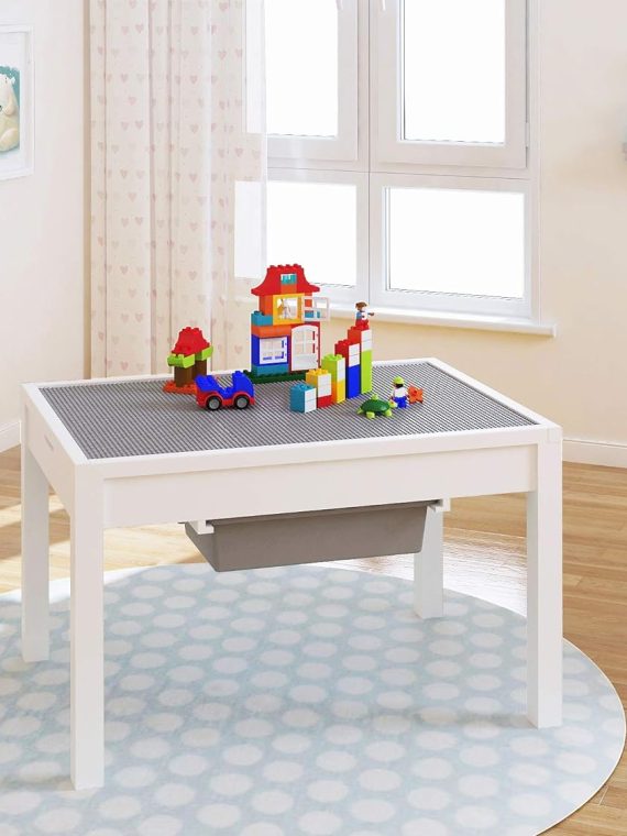 2026 UTEX 2-in-1 Kid Activity Table with Storage for Older Kids  Large Play Table for Kids Boys Girls  White