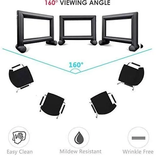 Foammaker 24 Feet Inflatable Outdoor Portable Movie Screen with Blower, Rope, Stakes, Use in Combination with Projector and Speaker Great for Outdoor Backyard Pool Fun