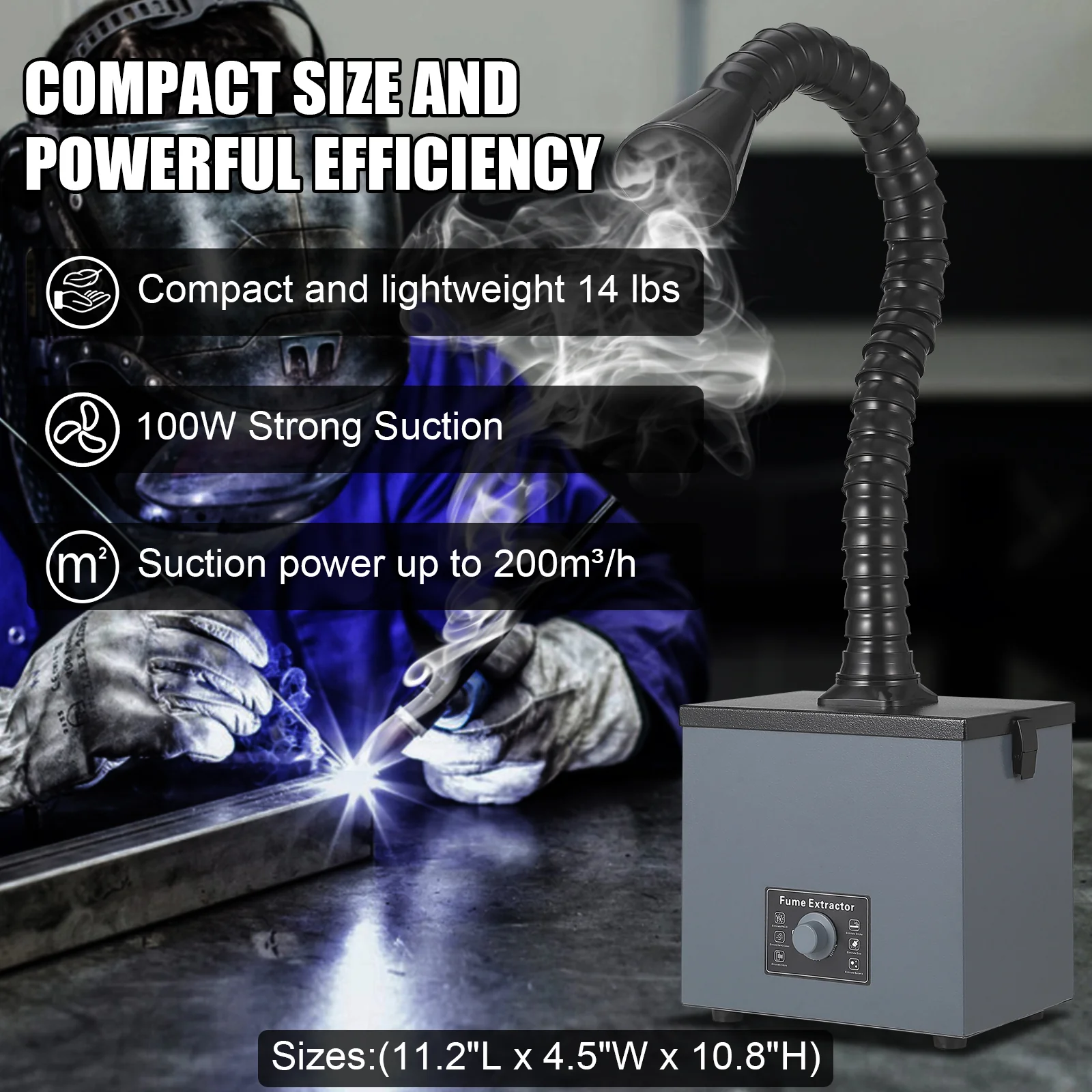 Garvee Solder Fume Extractor - Powerful 100W Suction, Low-Noise, 3-Stage Filtration System for Engraving Cutting, Soldering Iron, 3D Printing, Nail Salon, 99.9% Purification Rate