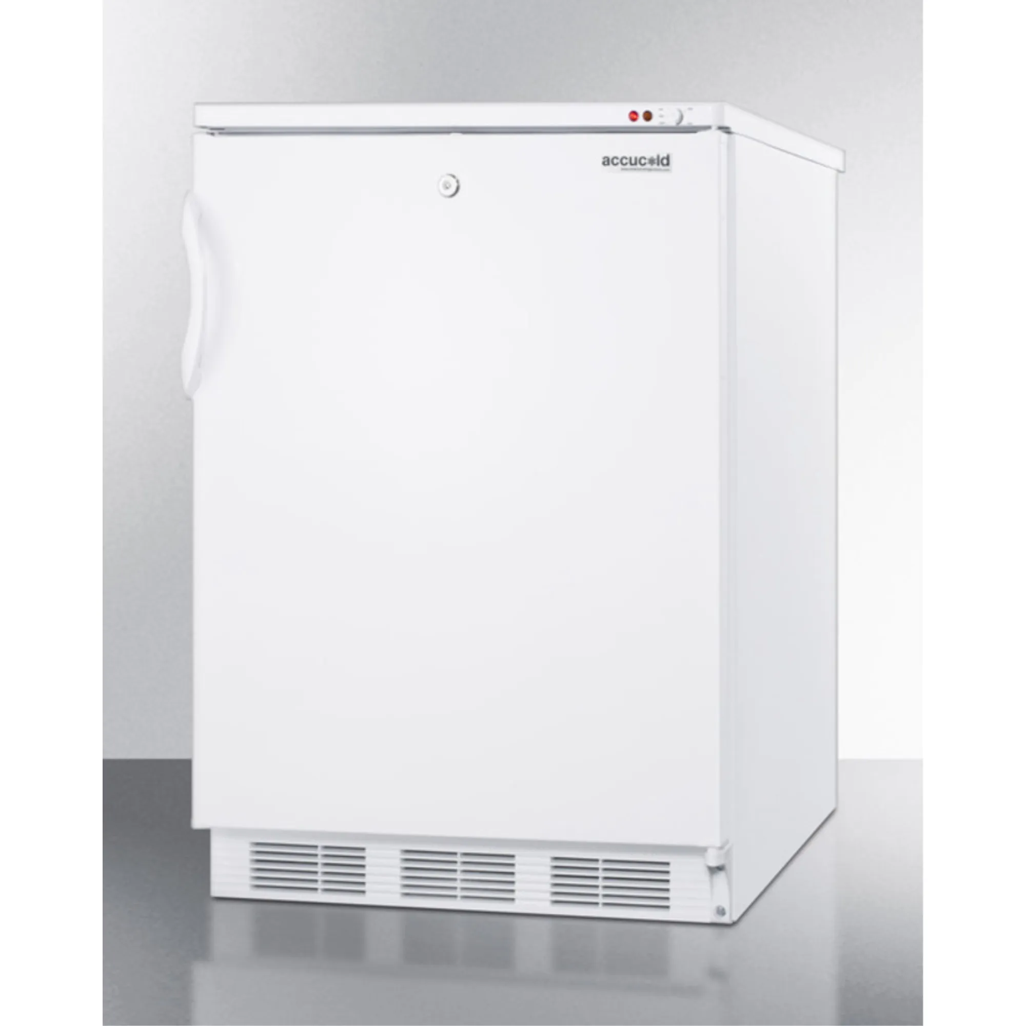 Commercial built-in undercounter medical all-freezer capable of -25 C operation, with front-mounted lock