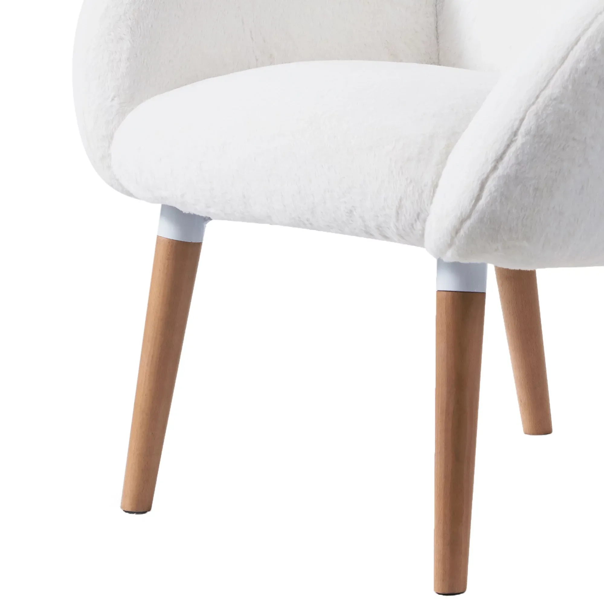 Pure solid wood beech frame imitation lamb fabric sofa chair, suitable for living room and hotel