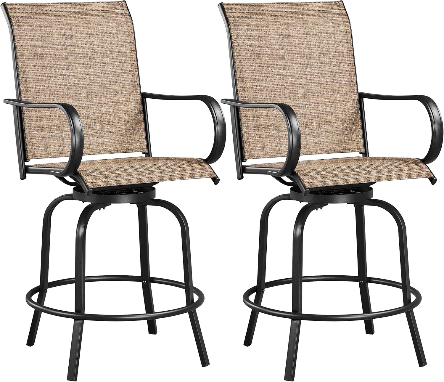 2026 Yaheetech Patio Swivel Bar Stools Outdoor Chairs Set of 2 Outdoor High Bistro Stools Outdoor Furniture  All-Weather Patio Stools for Outside  Beach  Lawn  Poolside and Garden  Black/Brown