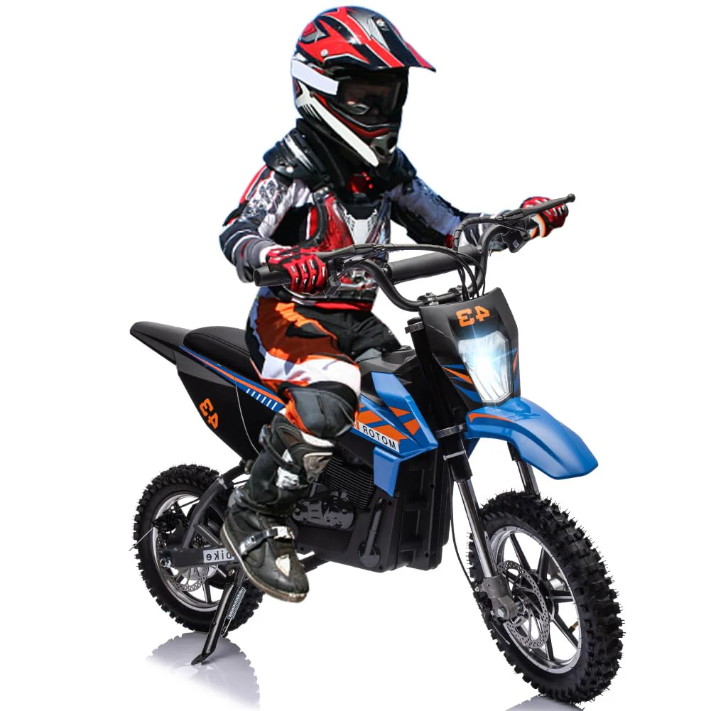 Garvee 36V Kids Electric Dirt Bike, 350W, 15.5MPH, LED, 175lbs Max - Black