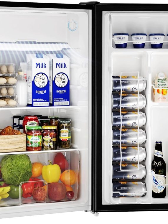 2026 BANGSON Mini Fridge with Freezer  3.2Cu.Ft  Single Door Small Refrigerator  Energy-efficient  Low Noise  Mini fridge for Bedroom Dorm and Office  Black...