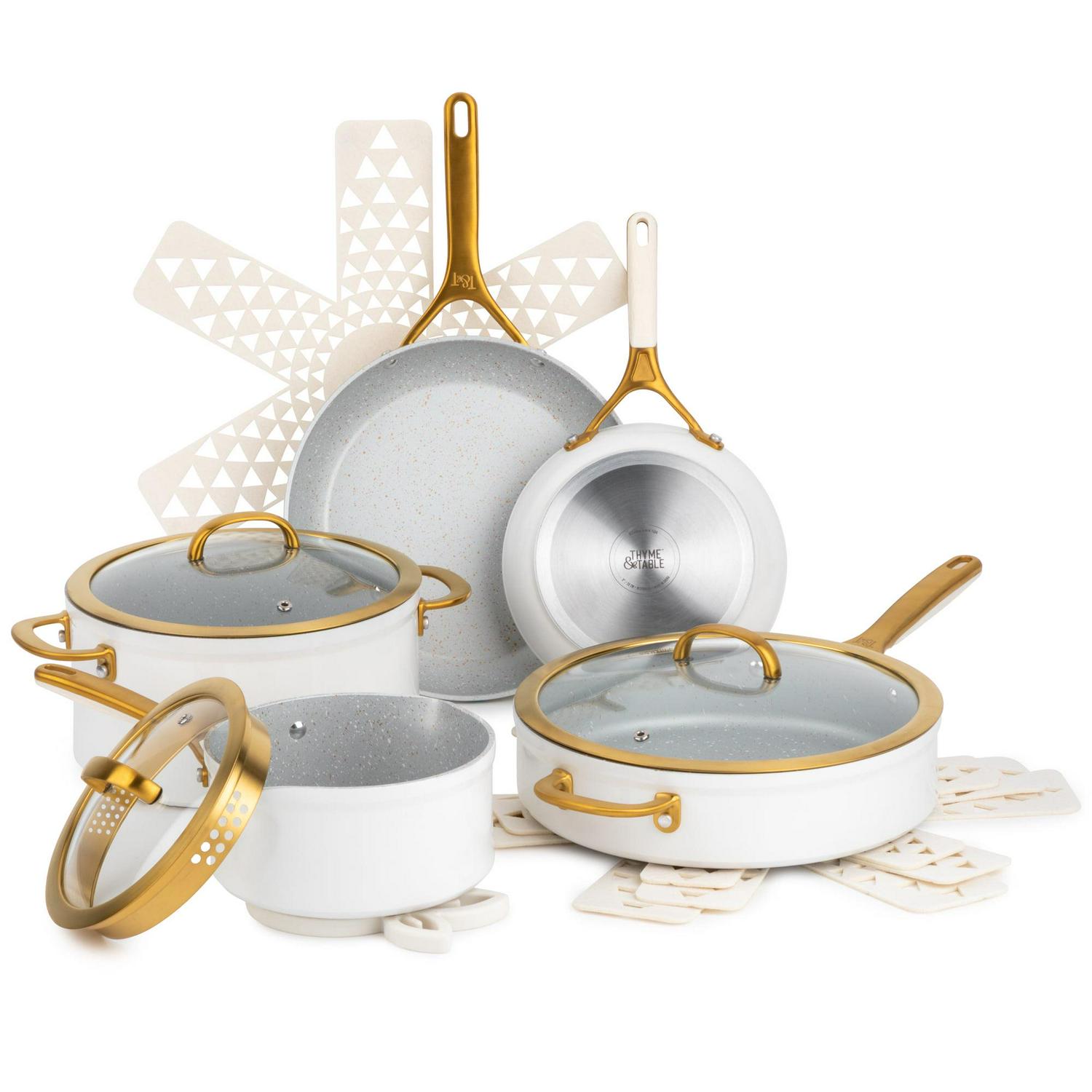 2026 Thyme and Table Nonstick Supreme Cookware, 12-Piece Set, Cream