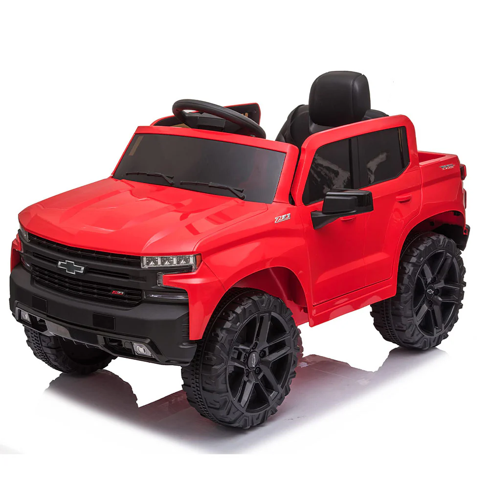 Garvee 12V Ride on Car with Remote Control, Battery Powered Licensed Chevrolet Silverado GMC Kids Ride On Truck, Toddler Electric Vehicles Toys,Music,FM,Bluetooth, Spring Suspension, LED Light - Red